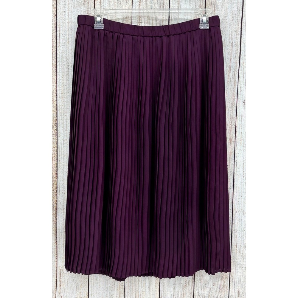 Eileen Fisher Pleated Skirt Size 12 Raisin Purple Recycled Polyester Midi NWT